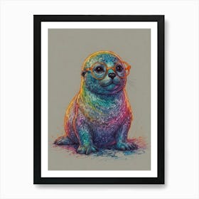 Seal With Glasses Canvas Print Art Print