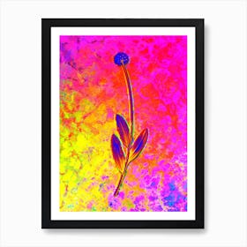 Victory Onion Botanical in Acid Neon Pink Green and Blue n.0287 Art Print