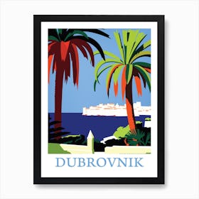 Dubrovnik, Palm Trees on the Adriatic Coast, Croatia Art Print