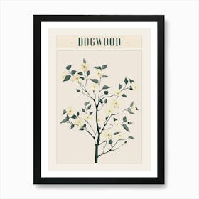 Dogwood Tree Minimal Japandi Illustration 2 Poster Art Print