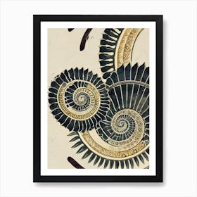 Helicoprion Vintage Graphic Watercolour Art Print