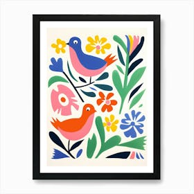 Birds And Flowers Art Print