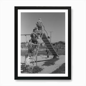 Children Playing On Slide At Fsa (Farm Security Administration) Labor Camp, Caldwell, Idaho By Russell Lee Art Print