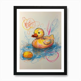 Duck In The Water Art Print