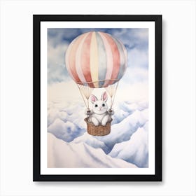 Baby Arctic Hare 1 In A Hot Air Balloon Art Print