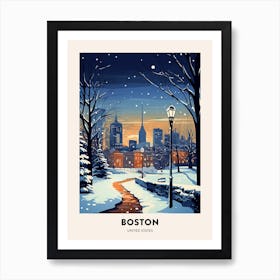 Winter Night  Travel Poster Boston Usa 1 Art Print