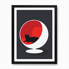 Ball Chair Cat Art Print