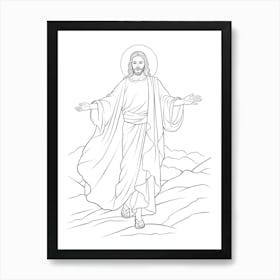 Line Art Inspired By The Yellow Christ 3 Art Print