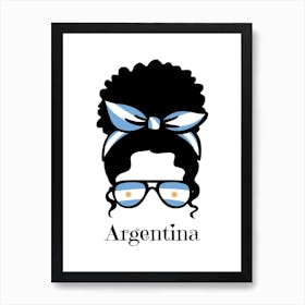 Cute Women Style Wearing Argentina Flag Glasses Art Print