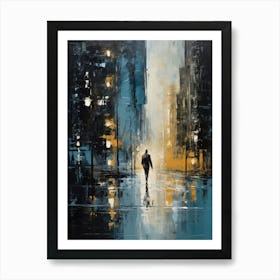 Man Walking In The Rain Art Print