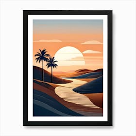 Desert Landscape With Palm Trees 9 Art Print