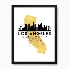 Los Angeles California Silhouette City Skyline Map Art Print