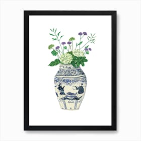 Hydrangea Flowers in a Vase Art Print