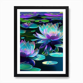 Water Lilies, Waterscape Holographic 1 Art Print