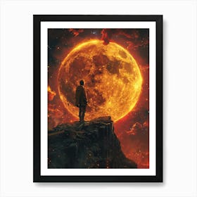 Man Looking At The Moon Art Print