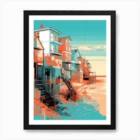 Abstract Illustration Of Southend On Sea Beach Essex Orange Hues 1 Art Print