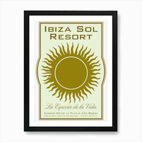 Ibiza Sol Resort Vintage Luggage Sticker Art Print