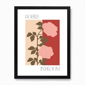 Roses In Bloom Flowers Bold Illustration 3 Art Print