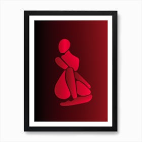 Red Silhouette Of A Woman Art Print