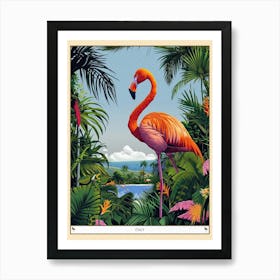 Greater Flamingo Italy Tropical Illustration 3 Poster Art Print