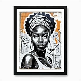 Vintage Graffiti Mural Of Beautiful Black Woman 133 Art Print