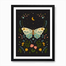 Moth Boho Botanical Art Print