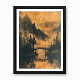 Antique Chinese Landscape Painting Art 5 Art Print