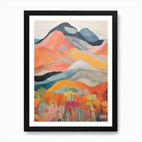 Beinn Mhanach Scotland Colourful Mountain Illustration Art Print