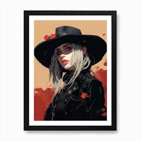 Billie Eilish Goth Cowgirl 6 Art Print