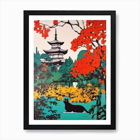 A Painting Of A Cat In Shanghai Botanical Garden, China In The Style Of Pop Art 03 Art Print