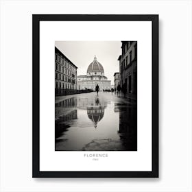 Poster Of Florence, Italy, Black And White Analogue Photography 1 Art Print