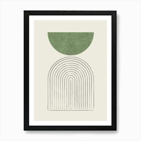 Arch Balance Mid-century Modern - Abstract Modern Minimalist Green Art Print