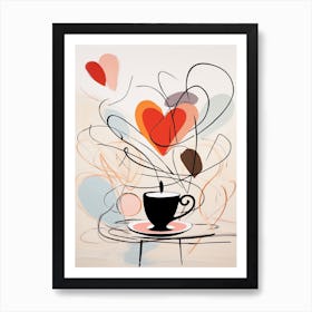 Coffee Chaos Hearts Art Print