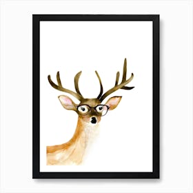 Deer With Glasses Art Print