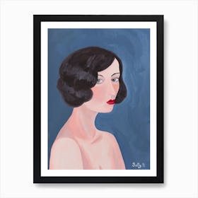 Naked Flapper Woman Portrait Art Print