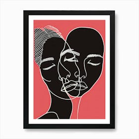 Abstract Women Pink Faces 3 Art Print