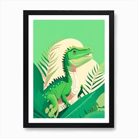 Utahraptor Cute Mint Dinosaur Art Print