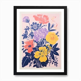 Colourful Flower Still Life Risograph Style 18 Art Print