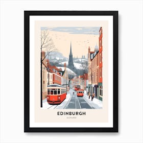 Vintage Winter Travel Poster Edinburgh Scotland 2 Art Print