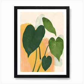 Philodendron Plant Minimalist Illustration 5 Art Print