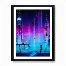 A Full Scale Concept Illustration Of An Urban Future Landscape Bathed In A Sea Of Electric Movement (1) Art Print