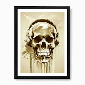 Skull With Headphones 89 Art Print