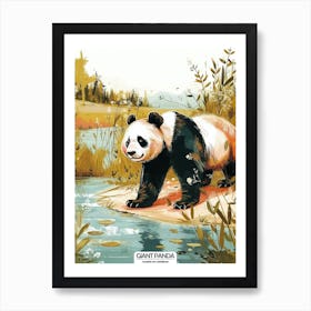 Giant Panda Standing On A River Bank Poster 1 Art Print