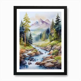 mountain forest landscape.sun 1 Art Print