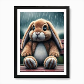 Bunny In The Rain Art Print