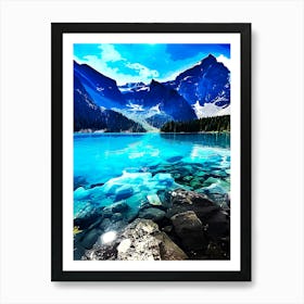 Lake Moraine, Banff National Park Emerald Water Landscape, Alberta, Canada Art Print