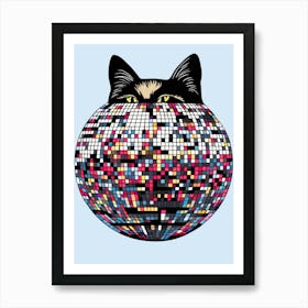 Disco Ball Cat Art Print