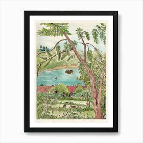 Vietnam Art Print - Tropical Botanical Garden View Watercolor - Vietnamese Landscape Illustration Art Print