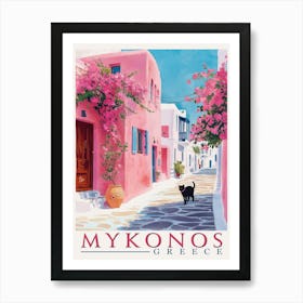 Mykonos Greece Vintage Travel Poster Art Print