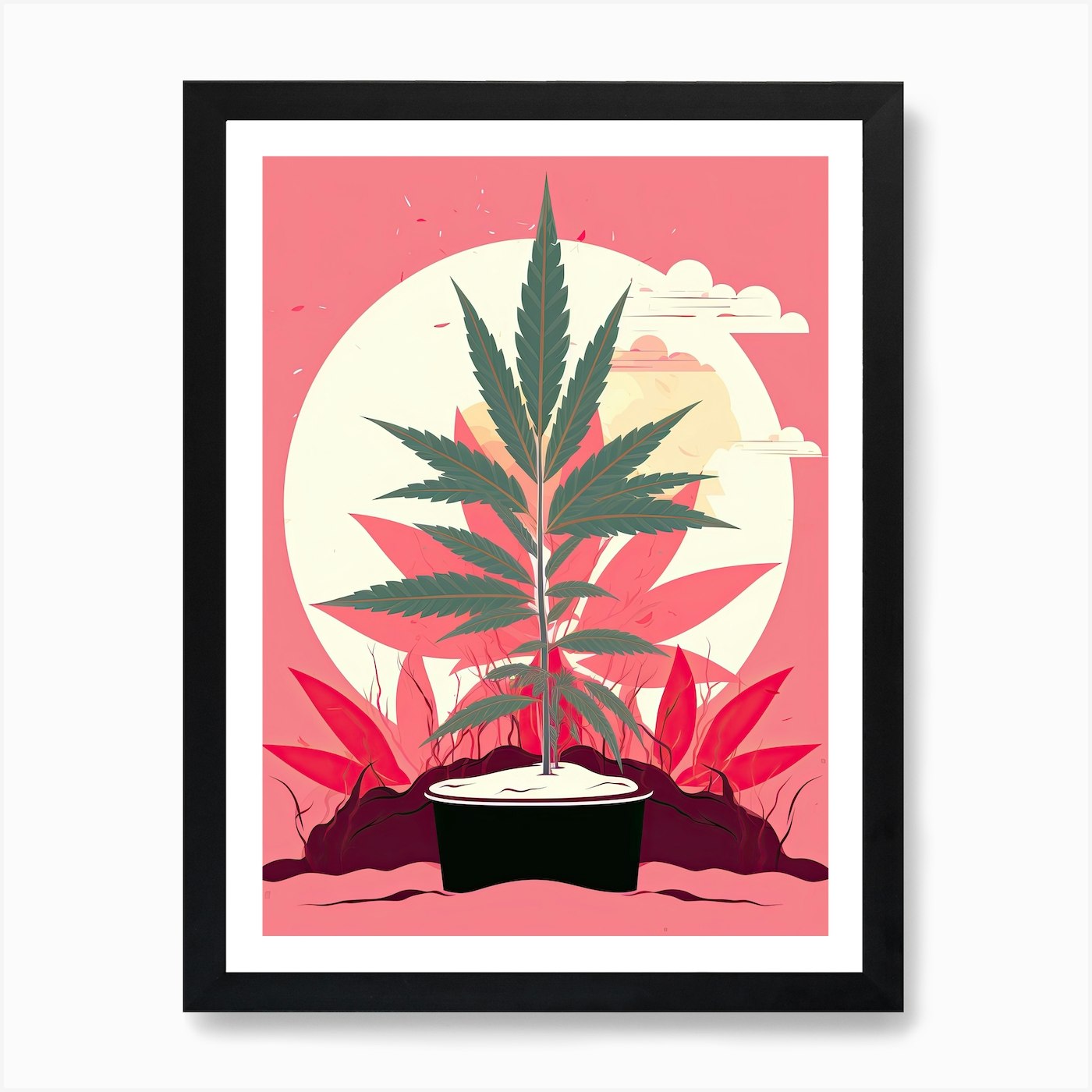 Marijuana Plant In A Pot, cannabis Art Print by Art-Syndicate - Fy